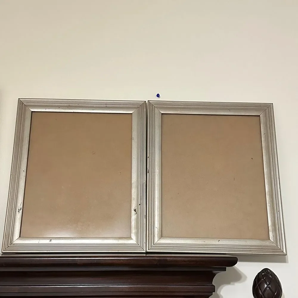 pinnacle Two Picture Art Frames shimmery Gold Distressed Glass Top  16.5 x 13.5”